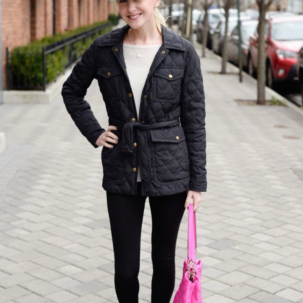 J. Crew Quilted Midweight Black Puffer